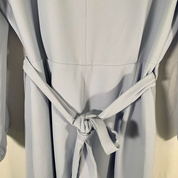 J Crew Dress Women's 8T Tall Light Blue True Wrap Long Sleeve Tie Waist - Picture 10 of 10